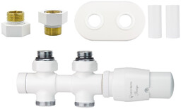 Zawór termostatyczny prosty 50mm TWINS biały mat GZ1/2
