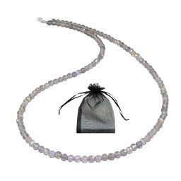 Naszyjnik Naturalny Labradoryt kulki fasetowane 4mm Srebrne Zapięcie