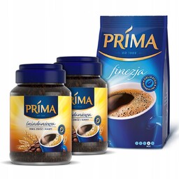 Kawa rozpuszczalna Prima Śniadaniowa 2x 200g + mielona