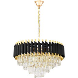 LAMPA WISZĄCA ŻYRANDOL KRYSZTAŁOWY CZARNO-ZŁOTY MAZINI D50