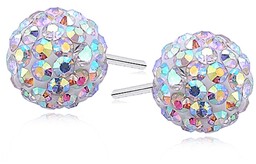 Kolczyki kulki kolorowe kryształki Swarovski multicolor 8mm shamballa