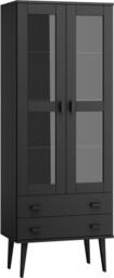 Witryna drewniana Venuci 2 szuflady 79cm czarna