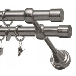 Karnisz Metalowy podwójny fi19 mm 280cm Nikiel
