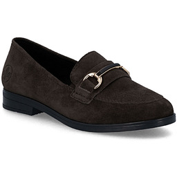 Skórzane loafersy damskie zamszowe brązowe Rieker 46262-25