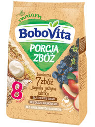 BoboVita Porcja Zbóż Kaszka 7 zbóż, jagoda, jeżyna,