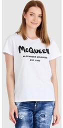 ALEXANDER MCQUEEN Biały t-shirt damski z logo, Wybierz