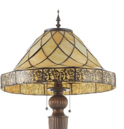 Clayre&Eef Lampa stojąca tiffany DIAMOND, kremowy / amber,