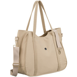 Shopperka damska z poliestru w jasnobeżowym kolorze zamykana