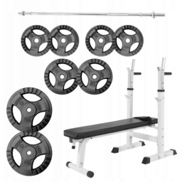 Ławka do wyciskania 3w1 biała sztanga żeliwna regulowana