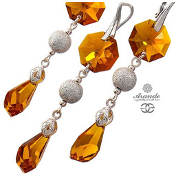 Kryształy Długi Komplet Topaz Diamond Srebro