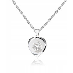 925 Srebrny łańcuszek medalik DEDYKACJA 45 cm LM51