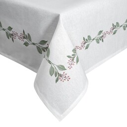 Eurofirany Obrus 140x180 Lily biały zielony liście plamoodporny