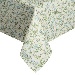 Eurofirany Obrus 140x180 Tara kremowy zielony niebieski kwiaty