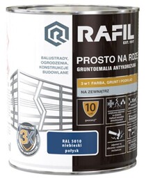 Rafil emalia prosto na rdzę niebieski RAL5010 połysk