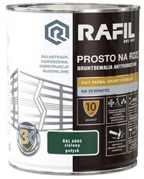 Rafil emalia prosto na rdzę zielony RAL6005 połysk