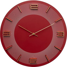 Kare Design nowoczesny zegar ścienny Leonardo, czerwony/złoty, średnica