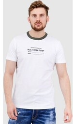 DIESEL Biały t-shirt męski z lamówką w kolorze