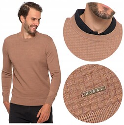 Sweter Męski Elegancki Klasyczny Wiskozowy Modny Długi Rękaw