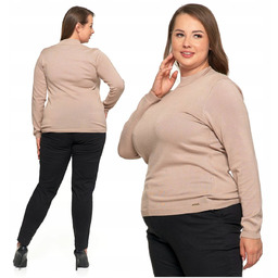 Beżowy Sweter Półgolf Damski Długi Rękaw Czarny Klasyczny