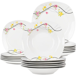 Serwis Obiadowy Biały Zestaw Talerzy Komplet Na 6