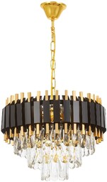 LAMPA WISZĄCA ŻYRANDOL KRYSZTAŁOWY CZARNO-ZŁOTY RIVO D40