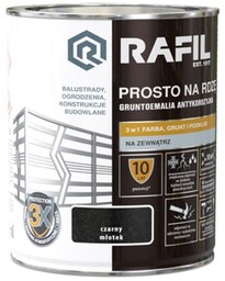 Rafil emalia prosto na rdzę czarny młotkowy 0,75