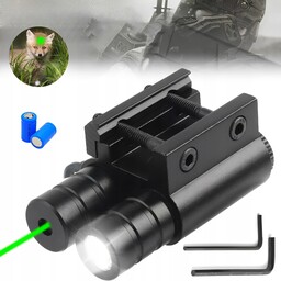 Taktyczna Latarka Led Z Zielonym Celownikiem Laserowym–szyna Picatinny