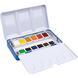 MILAN Metalowe etui 12 akwarele pół godet