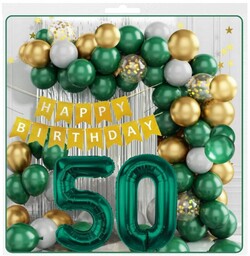 Balony Zieleń Butelkowa Girlanda Balonowa Zestaw 50 Urodziny