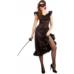 STRÓJ ZORRO DAMSKI MASKA NA OCZU KOMPLET SUKIENKA