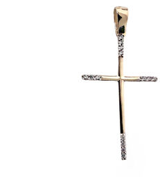 Złoty krzyż 333 elegancki krzyżyk z cyrkoniami