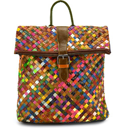 Wyjątkowy plecak skórzany z kolorowym wzorem