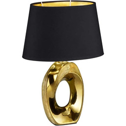 Lampa stołowa designerska z złotą podstawą i czarnym