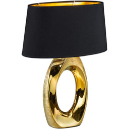 Lampa stołowa designerska złota podstawa czarny abażur TABA