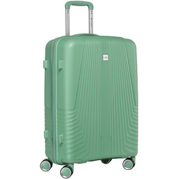 Zielona walizka podróżna w średnim rozmiarze z teleskopowym