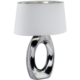 Lampa stołowa designerska chromowana podstawa biały abażur TABA