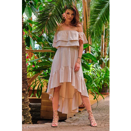 Długa Asymetryczna Spódnica - Beżowa