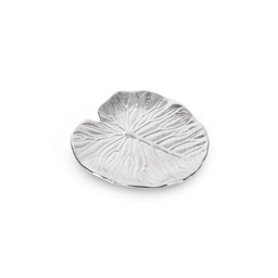 Eurofirany Patera ceramiczna 16x16x2 Kalina srebrna liść dekoracyjna