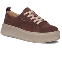 Skórzane sneakersy damskie na platformie brązowe Filippo DP7982