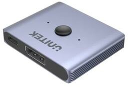 Unitek V1609A DisplayPort 1.4 8K 2-na-1 Srebrno-szary Adapter