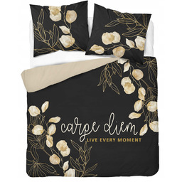 Pościel Bawełniana 160x200 Carpe Diem Chwytaj Dzień Czarno