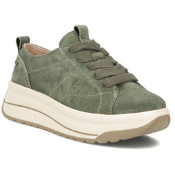 Skórzane sneakersy na platformie zielone Filippo DP7959