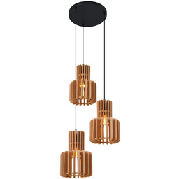 Retro Lampa Wisząca Czarna z Pomarańczowym Wnętrzem 3-punktowa