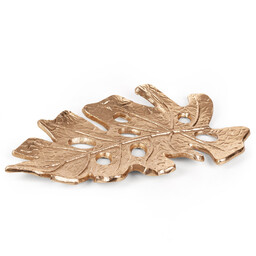 Eurofirany Patera ceramiczna 27x17x1 Dalia złota liść dekoracyjna