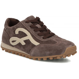 Skórzane półbuty damskie sneakersy zamszowe brązowe Filippo DP7961