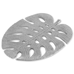 Eurofirany Patera ceramiczna 27x22x2 Eldo srebrna liść dekoracyjna