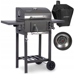 Grill Węglowy Ogrodowy Żeliwny Ruszt Z Pokrywą Termometr