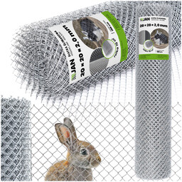 Siatka ślimakowa Hodowlana ogrodzeniowa Woliery 20x20x2,0mm Ocynkowana 10m