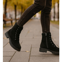 Zimowe botki trapery czarne