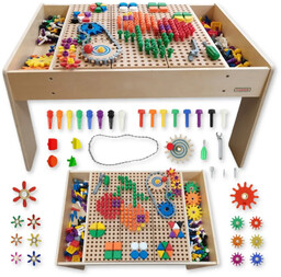 MASTERKIDZ Drewniany Stół Edukacyjny + AKCESORIA STEM WALL